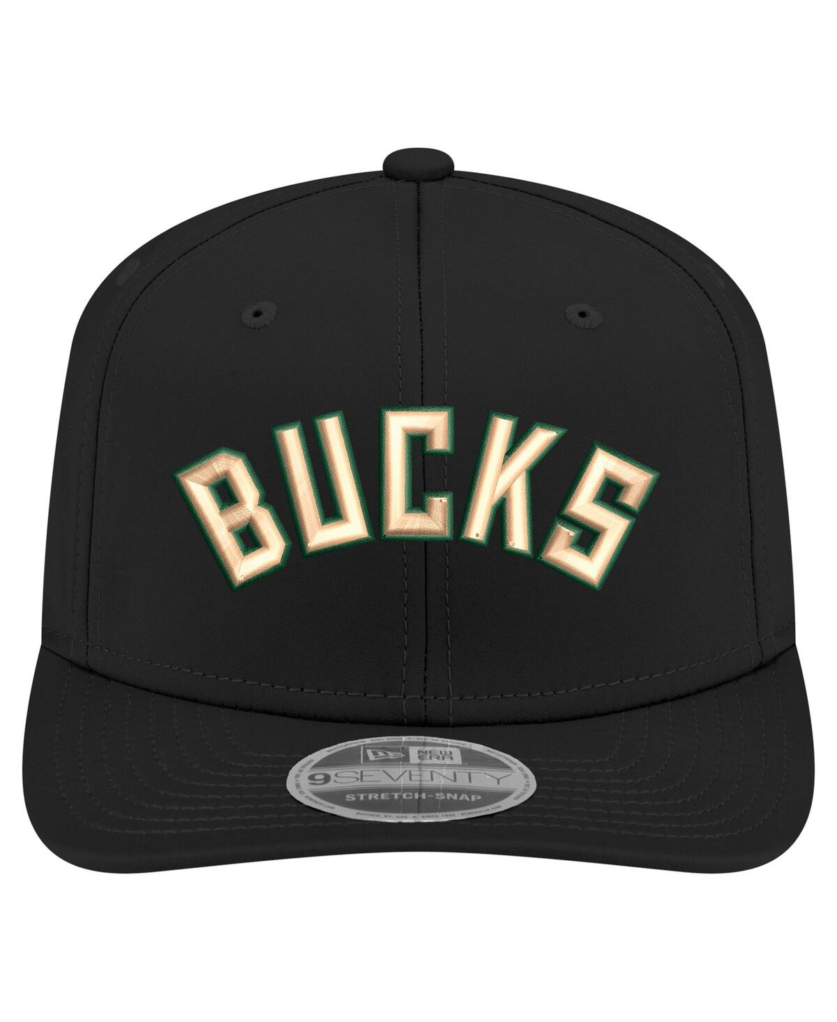New Era Men's Black Milwaukee Bucks Statement Edition Jersey Hook 9seventy Stretch-snap Hat In Black