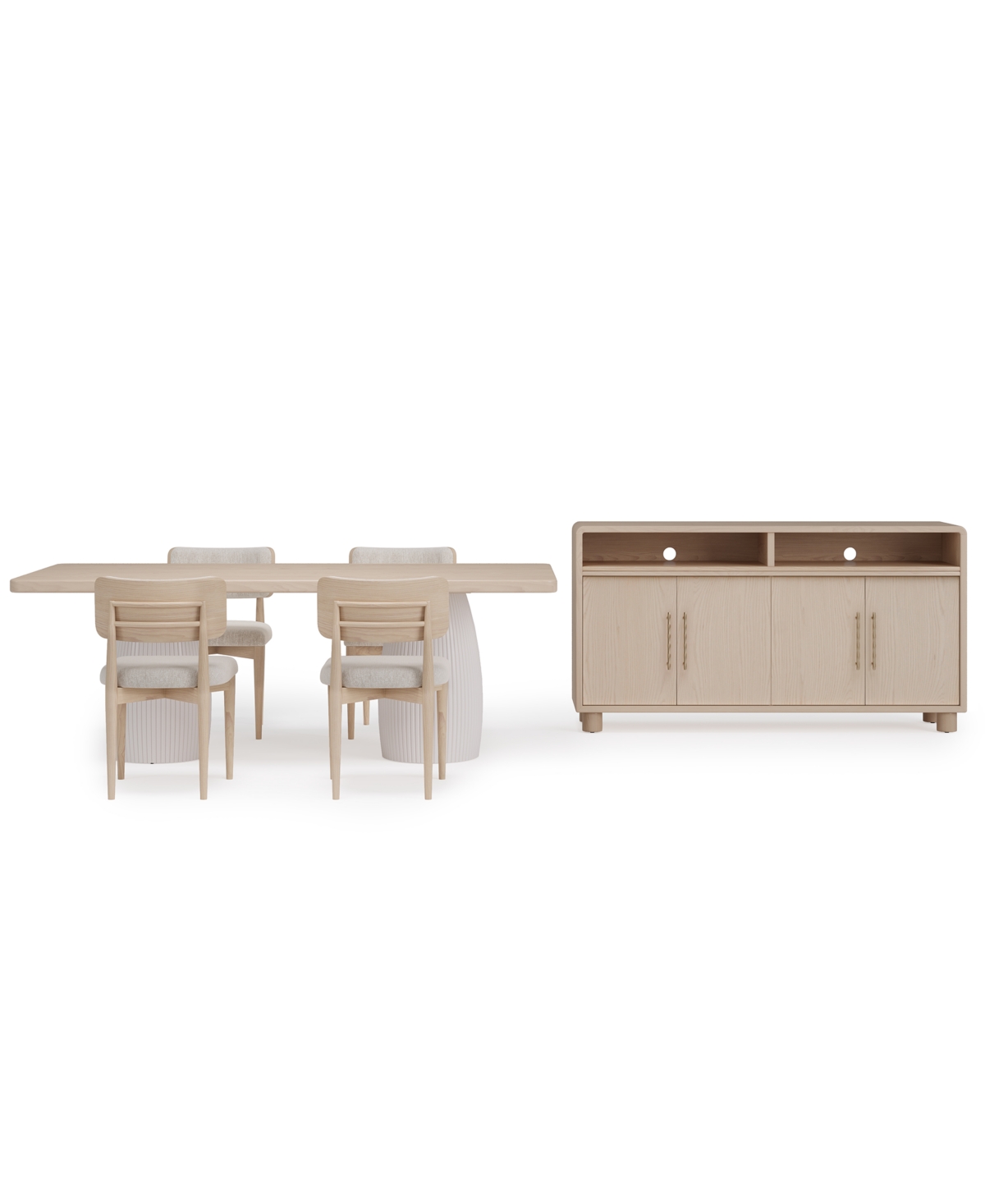 Macy's Lunare 5-pc. Dining Set (rectangular Table & 4 Curved Chairs) In No Color