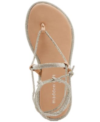 Glam Rhinestone Lace-Up Flat Sandals