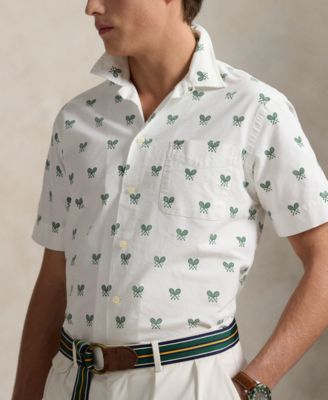 Men's Classic-Fit Racquet-Print Oxford Shirt