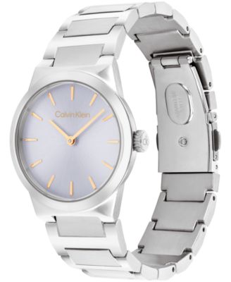 Women's CK Linear Elegance Silver Tone Stainless Steel Bracelet Watch, 32mm