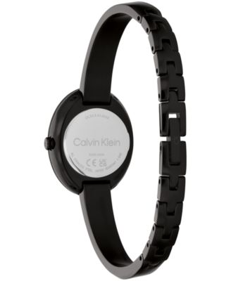 Women's Twisted Bezel Black Ionic Plated Stainless Steel Bangle Bracelet Watch, 24mm