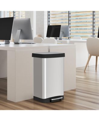 14.5 Gal./55 Liter Rectangle Step-On Stainless Steel Trash Can for Kitchen