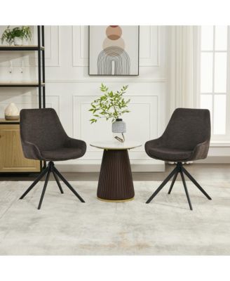 Swivel Dining Chairs Set of 2, Mid Century Modern Dining Room Chairs with Metal Frame, Linen Upholstered Back Side Chair