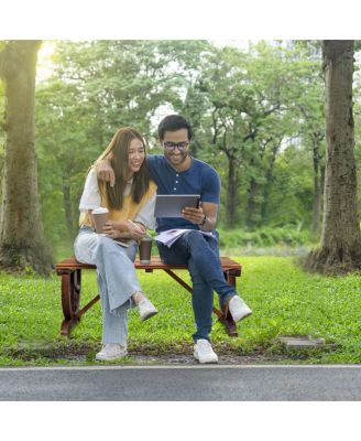 2-Person Garden Bench, Outdoor Wagon Wheel Porch Bench for Backyard Patio Garden