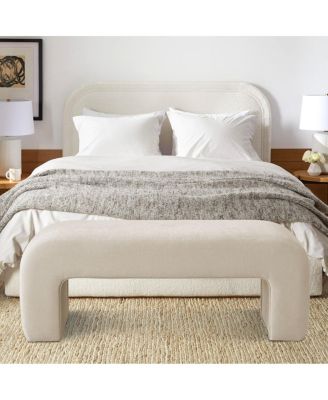 47" Upholstered Scroll Velvet Waterfall Bench/Chenille Entryway Bench-