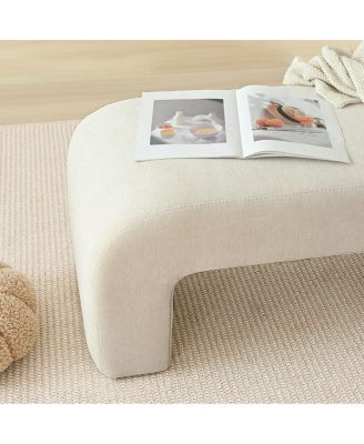 47" Upholstered Scroll Velvet Waterfall Bench/Chenille Entryway Bench-