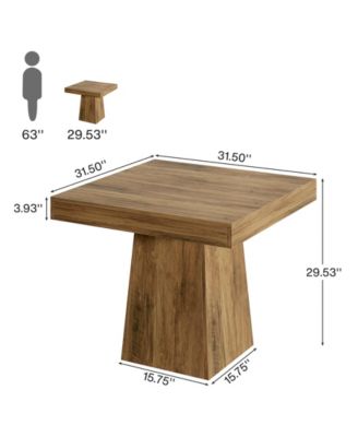 Square Dining Table for 4, 31.5-Inch Kitchen Table Small Dinner Table with Sturdy Pedestal Base, Farmhouse Dining Room Table