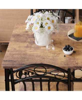 Dining Table Set for 4,Retro Industrial Dining Table & Chairs,Kitchen Table and Chairs for 4,Space-Saving Kitchen Table Set,5 Piece Dining Room Table Set