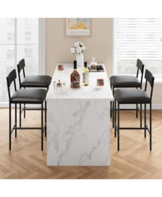 Bar Stools Set of 4, Upholstered Counter Height Bar Stools with Backrest and Footrest, Kitchen Barstools for Island, Counter Bar, Easy Assembly