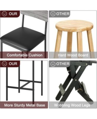 Bar Stools Set of 4, Upholstered Counter Height Bar Stools with Backrest and Footrest, Kitchen Barstools for Island, Counter Bar, Easy Assembly