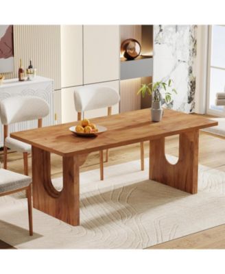 71" inch Wood Pedestal Base, Rectangular Long Modern Dining Table