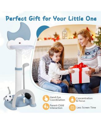 4-in-1 Toddlers Basketball Hoop with Basketball Soccer Golf and Ring Toss Game