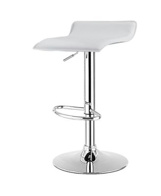 Set of 2 PU Leather Swivel Bar Stool Adjustable Kitchen Counter Bar Chairs White