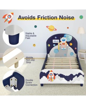 Kids Upholstered Platform Bed with Headboard and Footboard Design