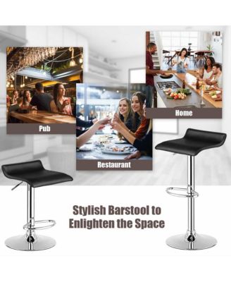 Set of 4 Swivel Bar Stool PU Leather Adjustable Kitchen Counter Bar Chairs Black