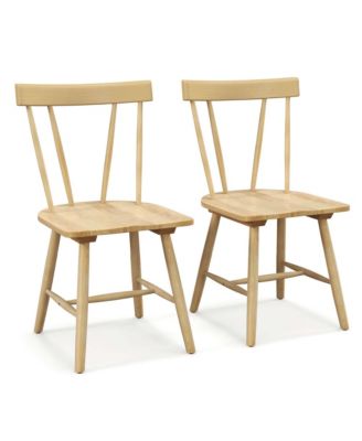 Dining Chairs Set of 2 Windsor Chairs Wood Armless Chairs with Solid Rubber Wood