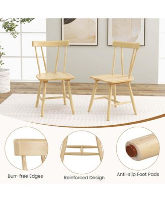 Dining Chairs Set of 2 Windsor Chairs Wood Armless Chairs with Solid Rubber Wood