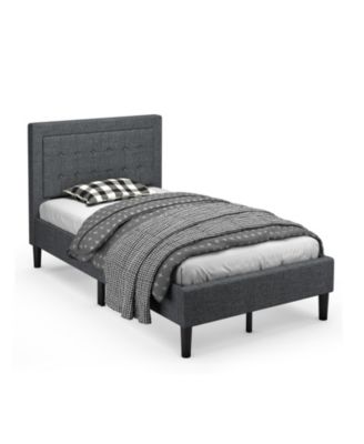 Twin Size Upholstered Bed Frame with Button Tufted Headboard