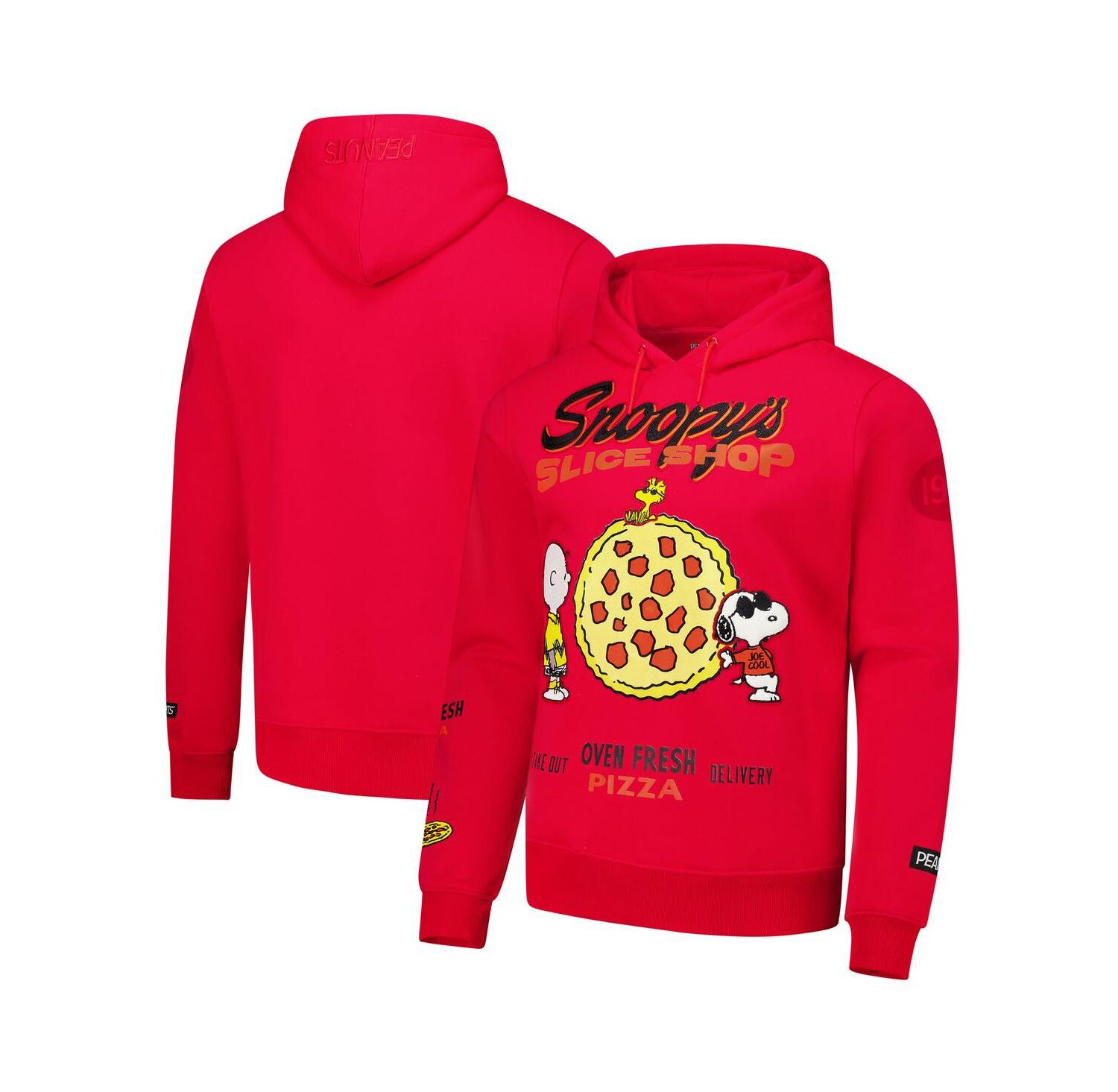 Men's Red Peanuts Woodstock Slice Shop