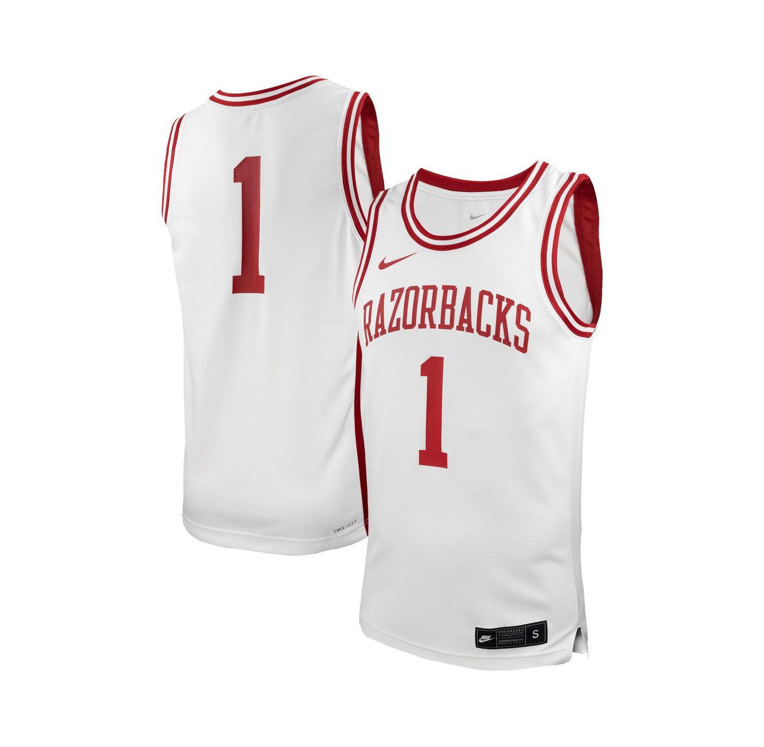 Men's 1 White Arkansas Razorbacks Replica Basketball Jersey