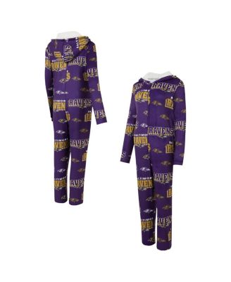 Concepts Sport - Women's Purple Baltimore Ravens Roadway Allover Print Microfleece Full-Zip Union Suit