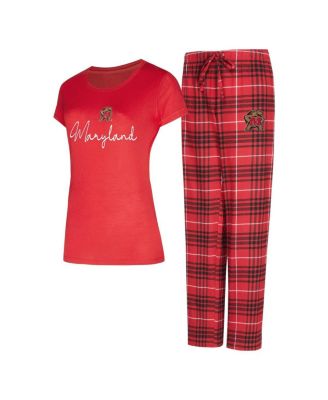 Concepts Sport - Women's Red Maryland Terrapins Vector T-Shirt Flannel Pants Sleep Set