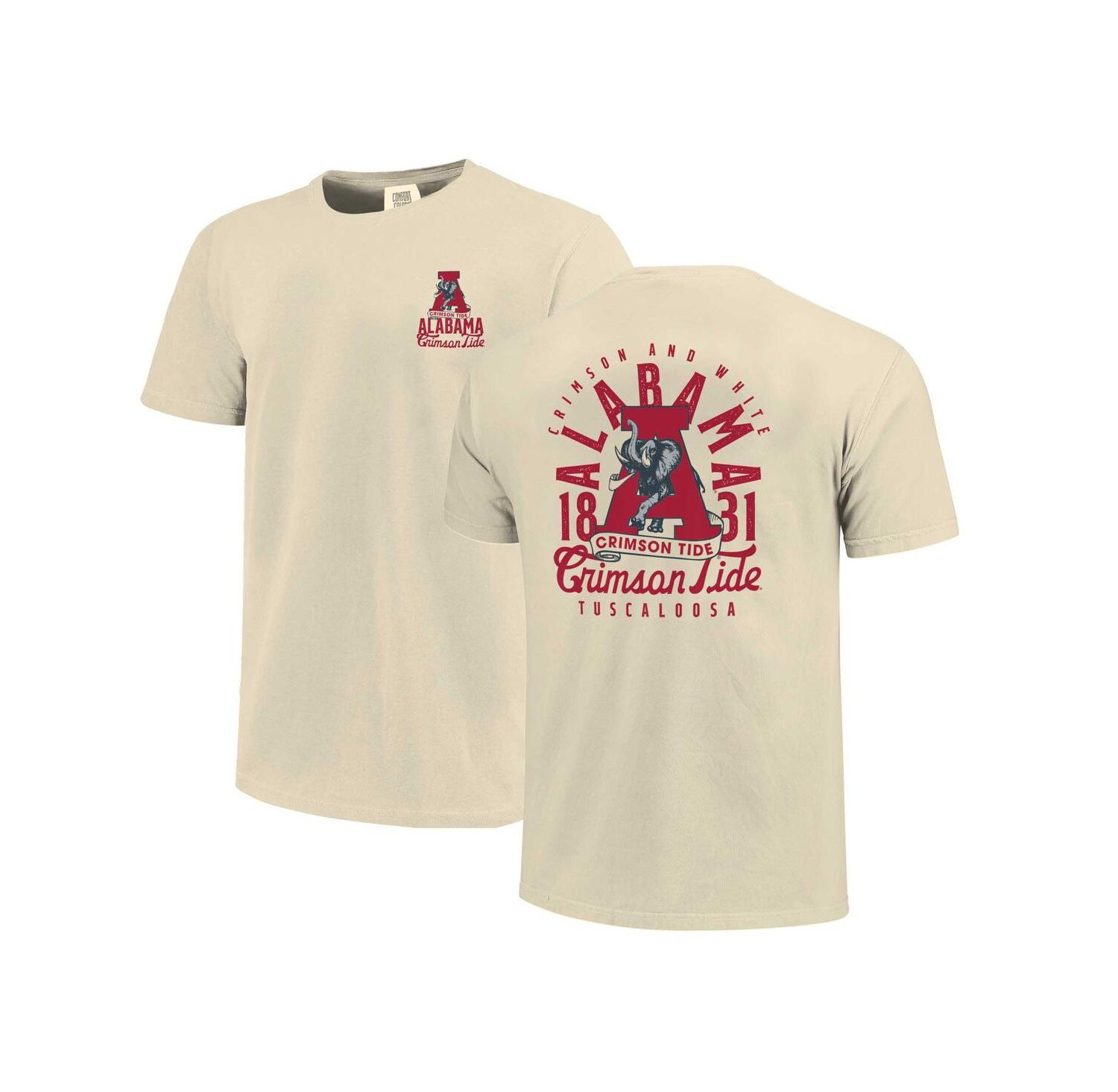 Men's Cream Alabama Crimson Tide Comfort Colors Mascot Overlay T-Shirt
