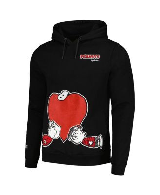 Men's Black Peanuts Snoopy Loves Flowers Pullover Hoodie