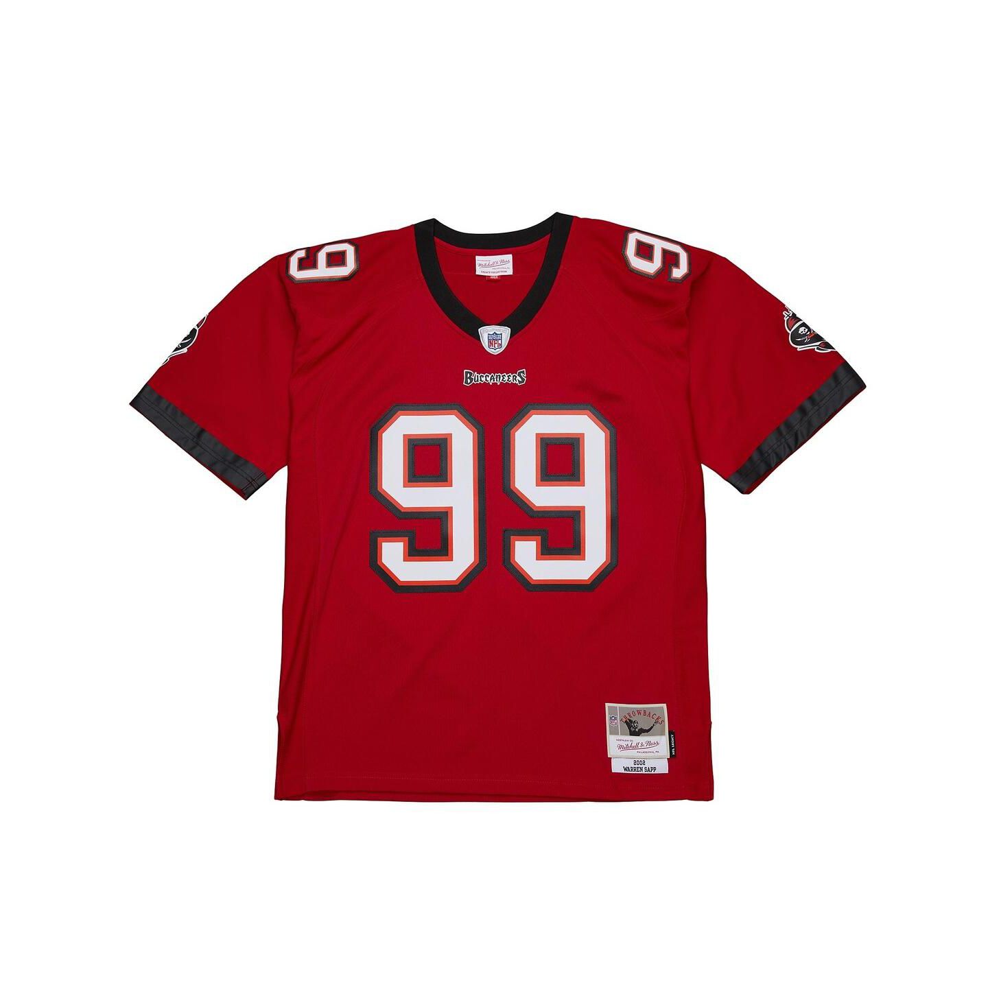 Мужской топ Mitchell & Ness Warren Sapp Red Tampa Bay Buccaneers 2002 Legacy Replica Jersey — фото 2