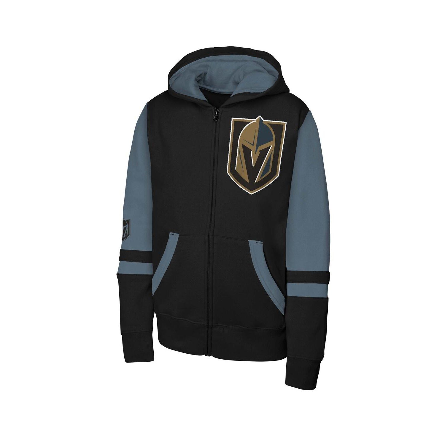 Big Boys and Girls Black Vegas Golden Knights Face Off Full-Zip Hoodie