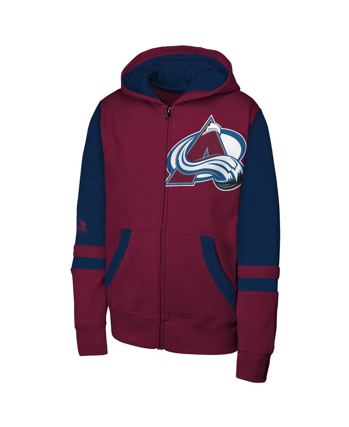 Outerstuff Big Boys And Girls Burgundy Colorado Avalanche Face Off Full-zip Hoodie In Burgundy