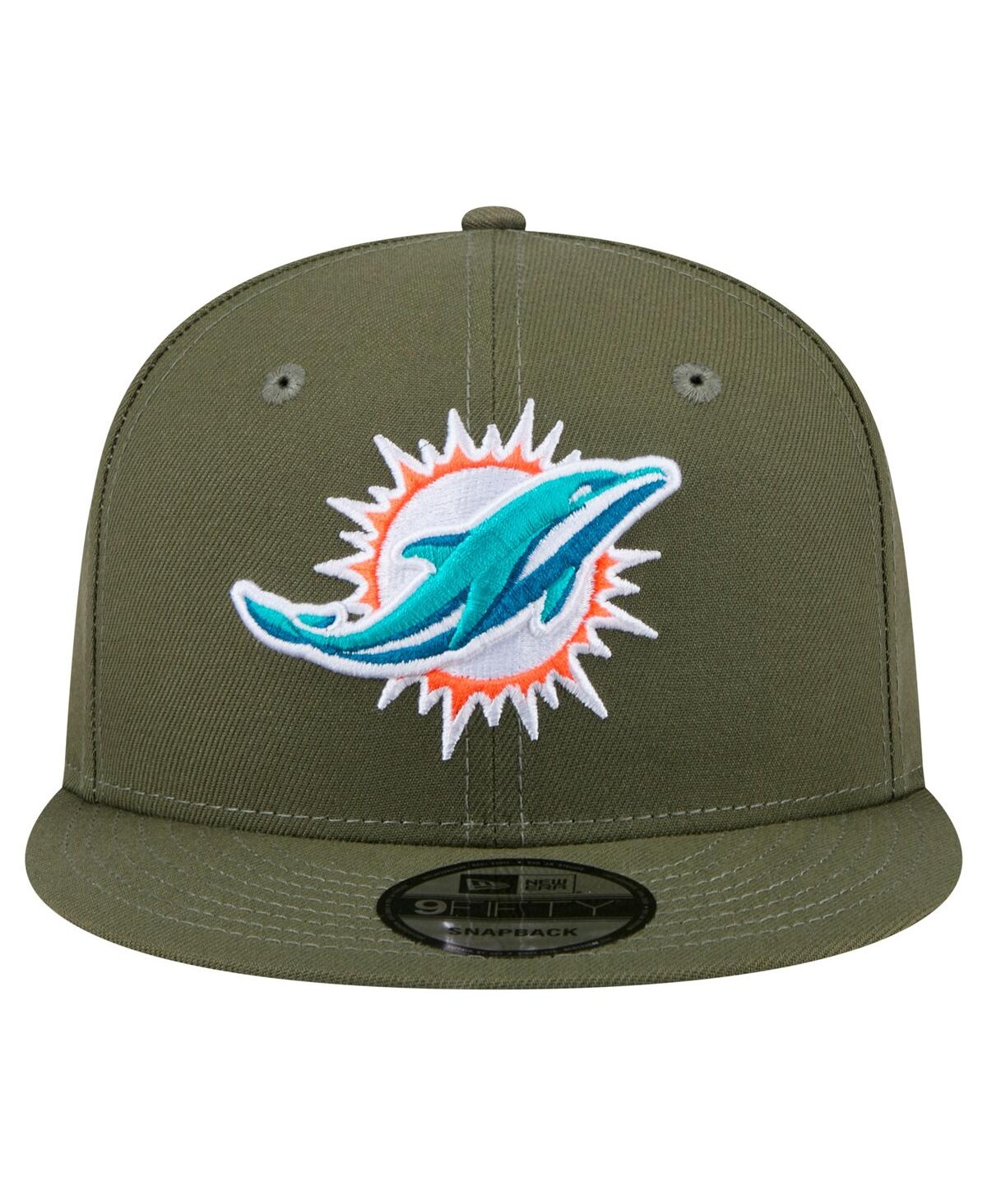 NEW ERA MEN'S OLIVE MIAMI DOLPHINS MAIN 9FIFTY SNAPBACK HAT 