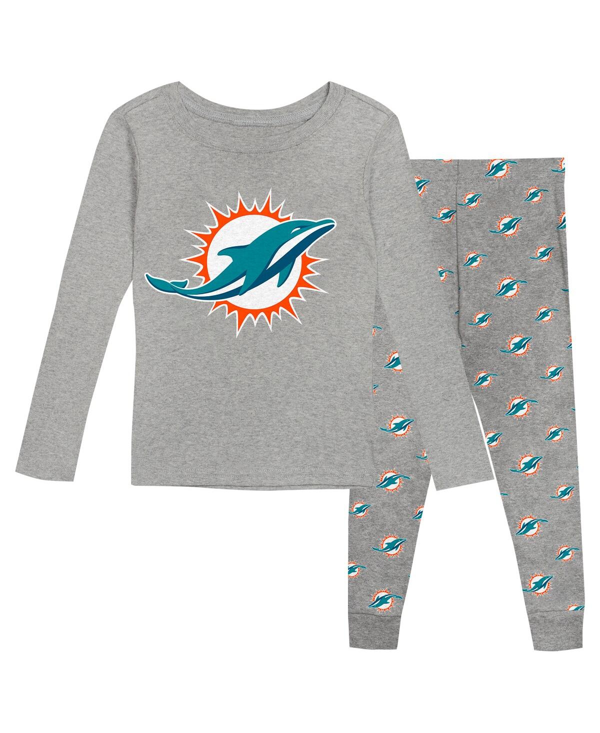 Preschool Heather Gray Miami Dolphins Long Sleeve T-Shirt and Pants Sleep Set - Heather Gray
