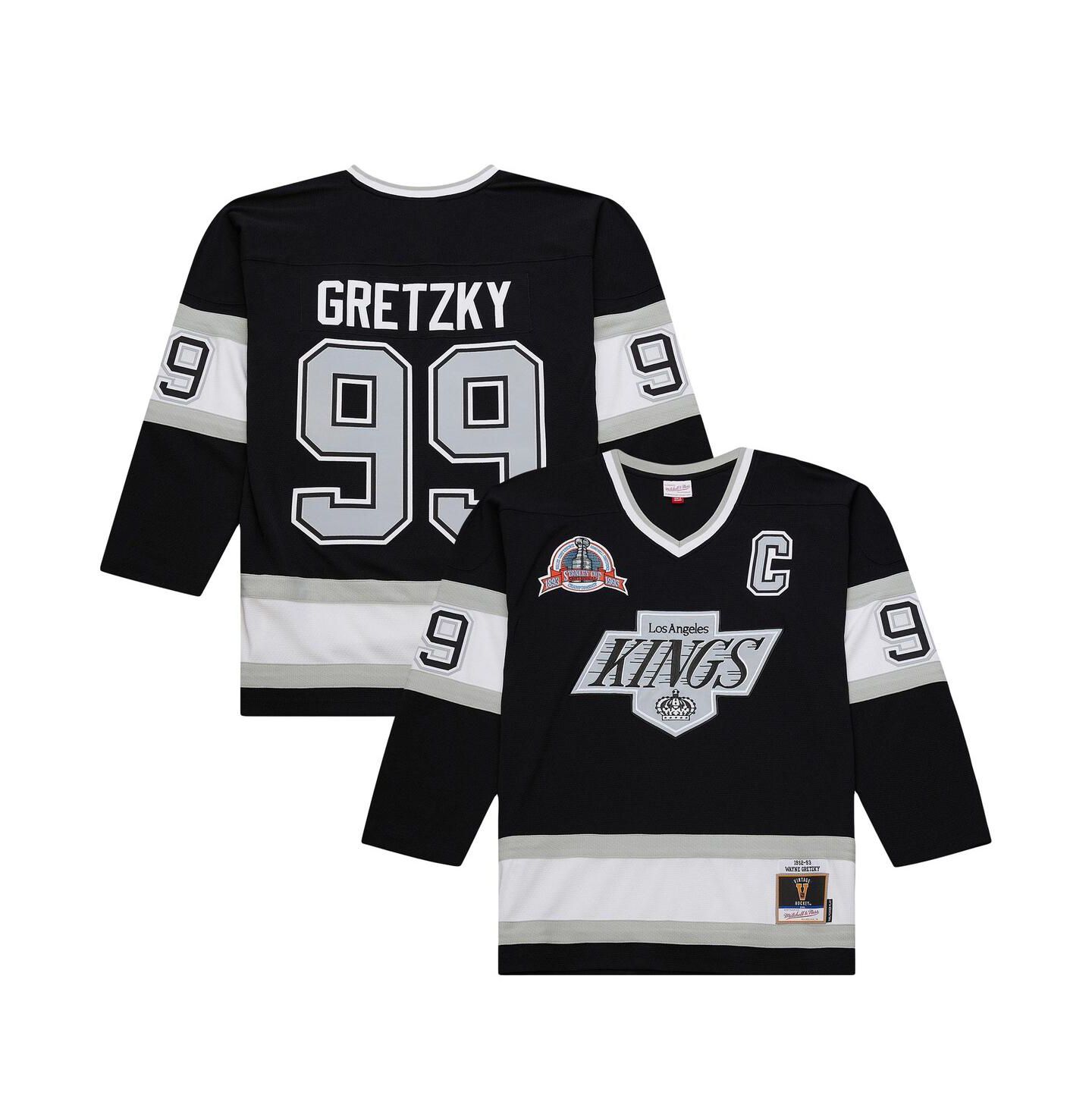 Мужской топ Mitchell & Ness Wayne Gretzky Black Los Angeles Kings Big & Tall 1992/93 Blue Line 2.0 Jersey — фото 1