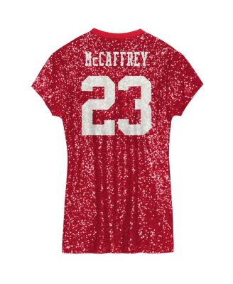 Big Girls&nbsp;Christian McCaffrey Scarlet San Francisco 49ers Sequin Player Name Number V-Neck Dress