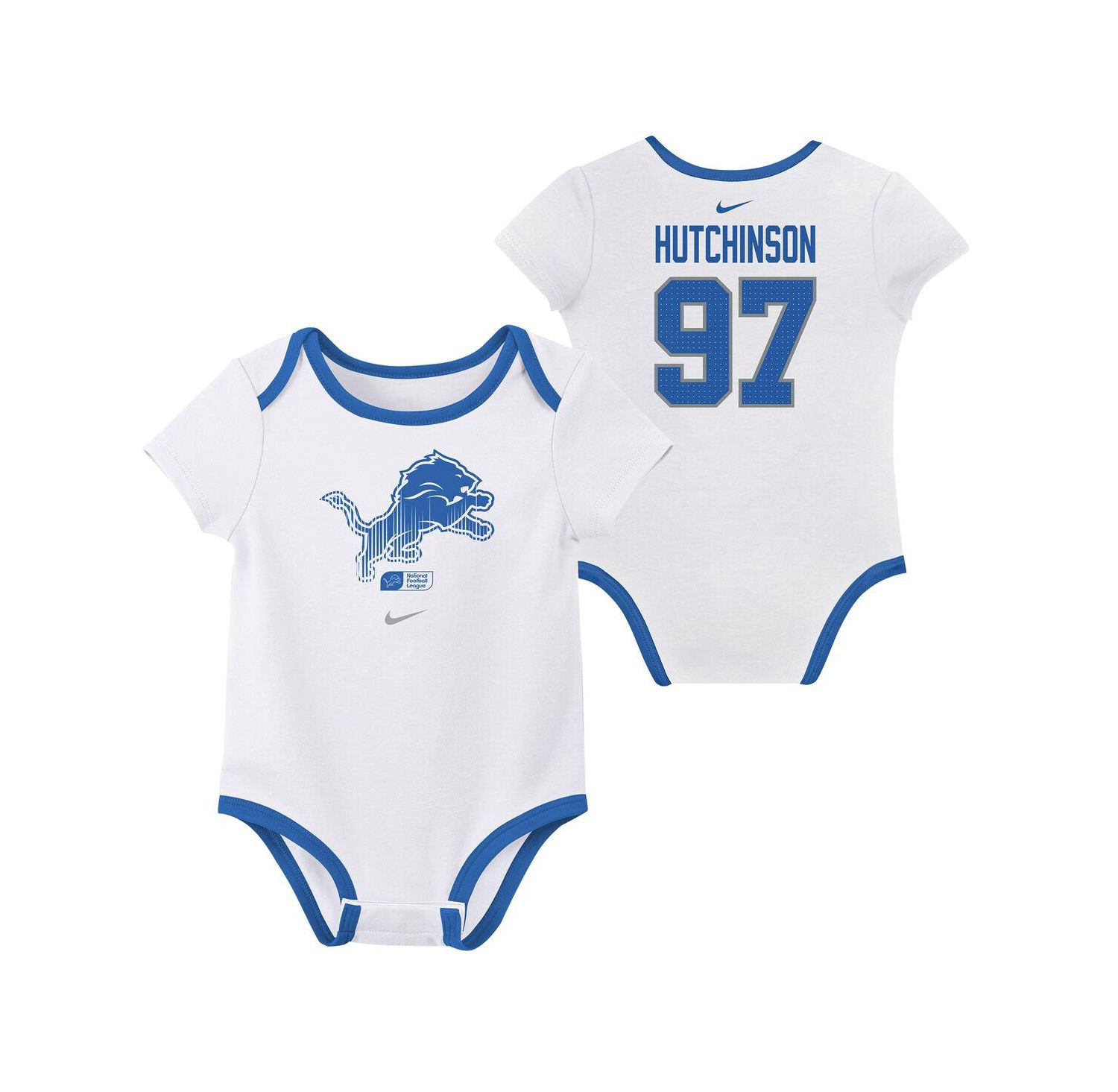 Baby Boys and Girls Aidan Hutchinson Detroit Lions Name & Number 3-Pack Bodysuit Set