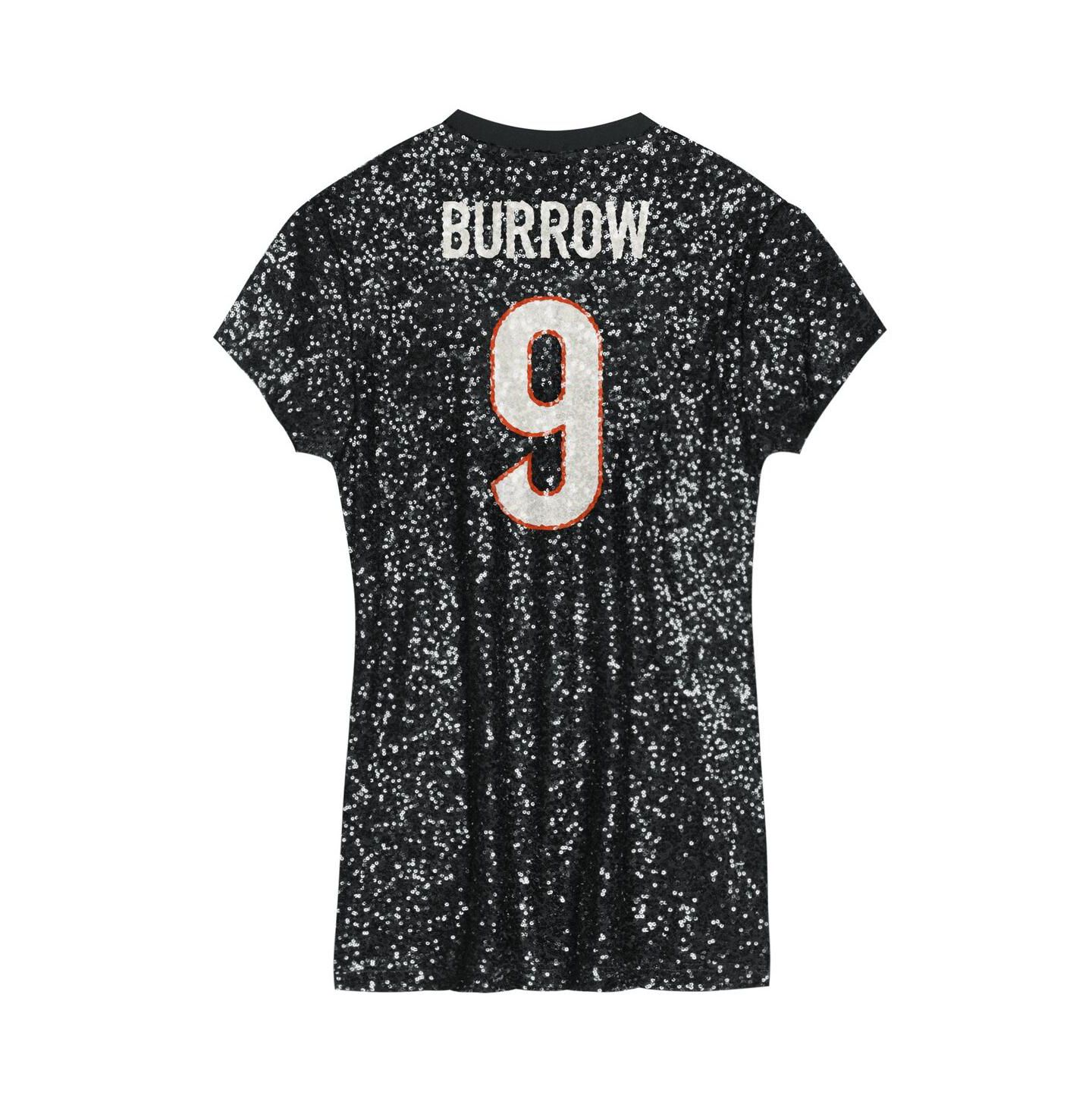Платье Outerstuff Joe Burrow Black Cincinnati Bengals Sequin Player Name & Number V-Neck Dress для девочек — фото 2