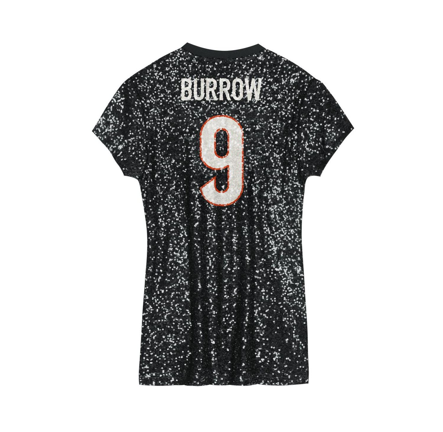 Big Girls Joe Burrow Black Cincinnati Bengals Sequin Player Name & Number V-Neck Dress