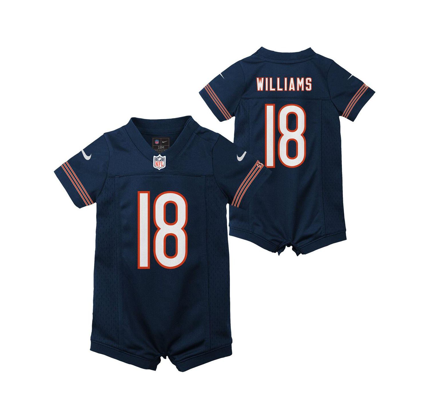 Big Boys and Girls Caleb Williams Navy Chicago Bears Game Romper Jersey