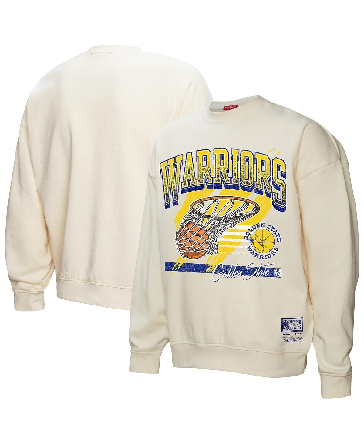 Mitchell & Ness Women's Cream Golden State Warriors Brush Bucket Pullover Sweatshirt In Cream