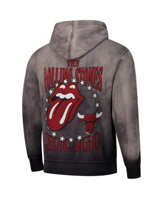 Sportiqe Men's and Women's Gray Rolling Stones x Chicago Bulls Collab Pullover Hoodie
