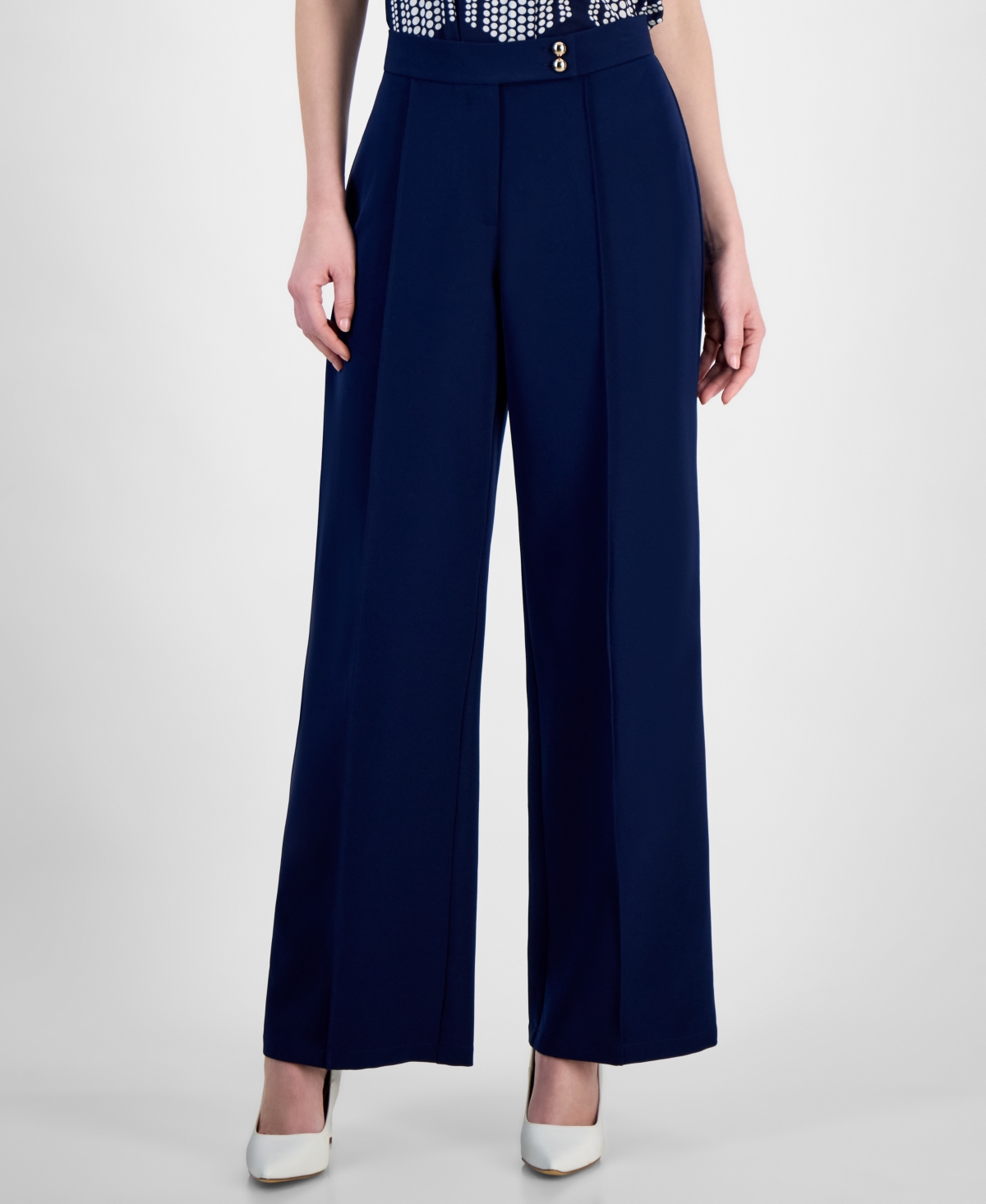 T Tahari Women's High-rise Wide-leg Pants In Evening Navy