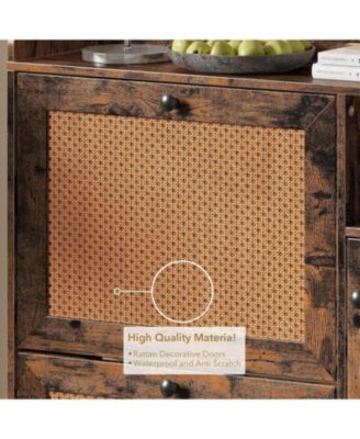 Shoe Cabinet Rattan with 3 Flip Drawers and 4-Tier Shoe Storage Cabinet, Freestanding Shoe Organizer with Adjustable Shelves for Entryway, Closet, Hallway