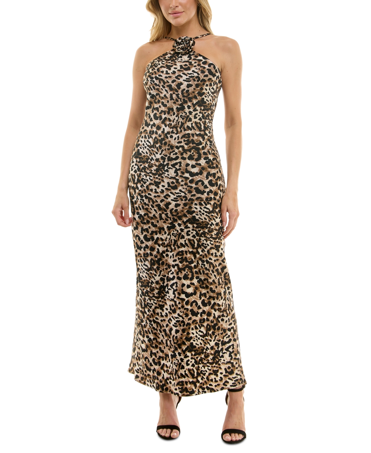 Bcx Juniors' Animal Print Halter Gown In Color 1