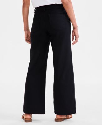 Petite Mid-Rise Dobby Twill Wide-Leg Pants, Exclusively at Macy's