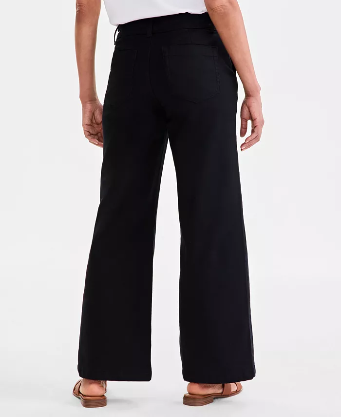 Petite Mid-Rise Dobby Twill Wide-Leg Pants - thumbnail 2