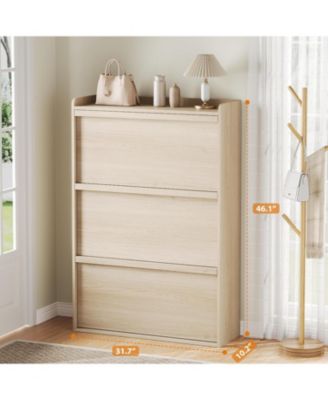 Shoe Cabinet with 3 Flip Drawers, Modern Shoe Rack Storage Organizer