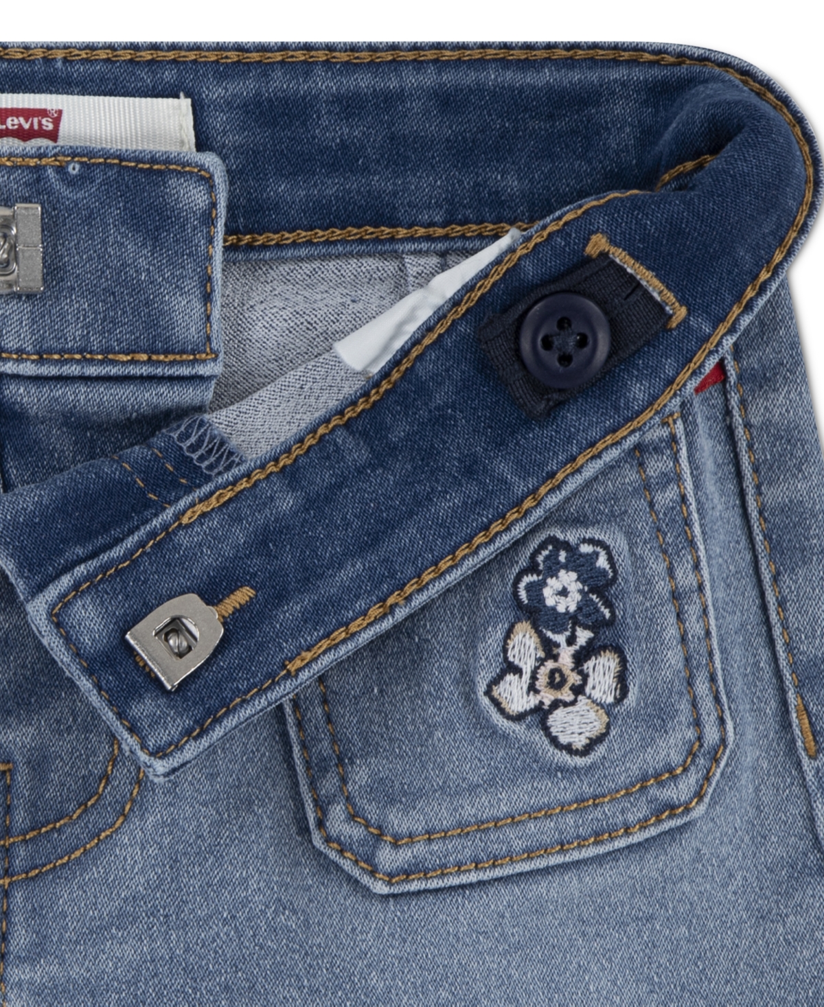 Levi's Baby Girls 2-pc. Flutter-sleeve Top & Jean Shorts Set In Blue