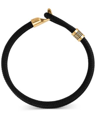 Black Cord Toggle Bracelet in Gold-Tone Ion-Plated Stainless Steel, Exclusively at Macy's